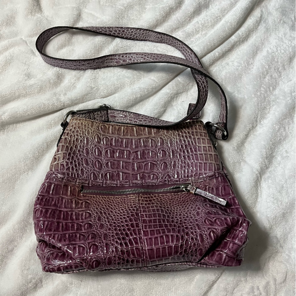 Elegant Purple Crocodile-Embossed Women's Bag
